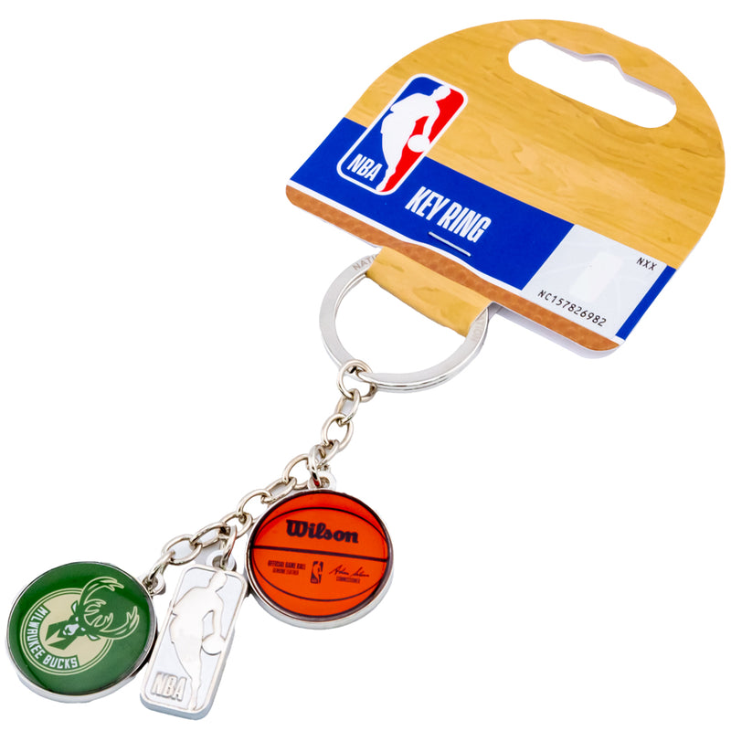 Milwaukee Bucks Charm Keyring, side angle