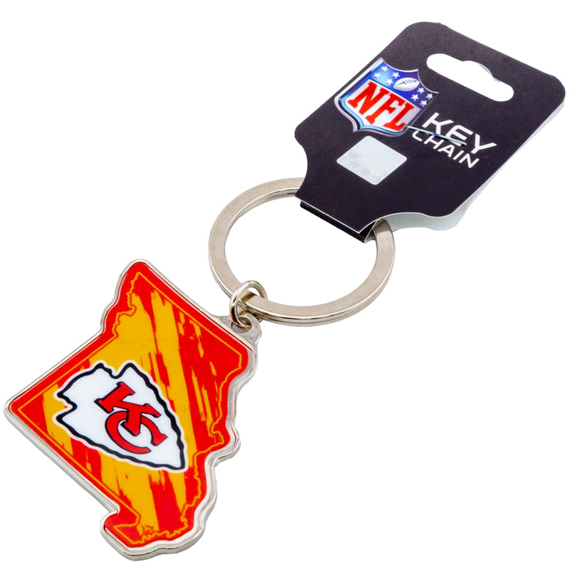 Kansas City Chiefs State Shape Keyring, side angle