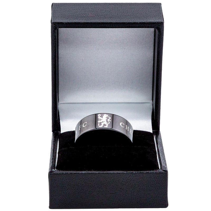 Chelsea FC Black Ceramic Ring Medium, side angle