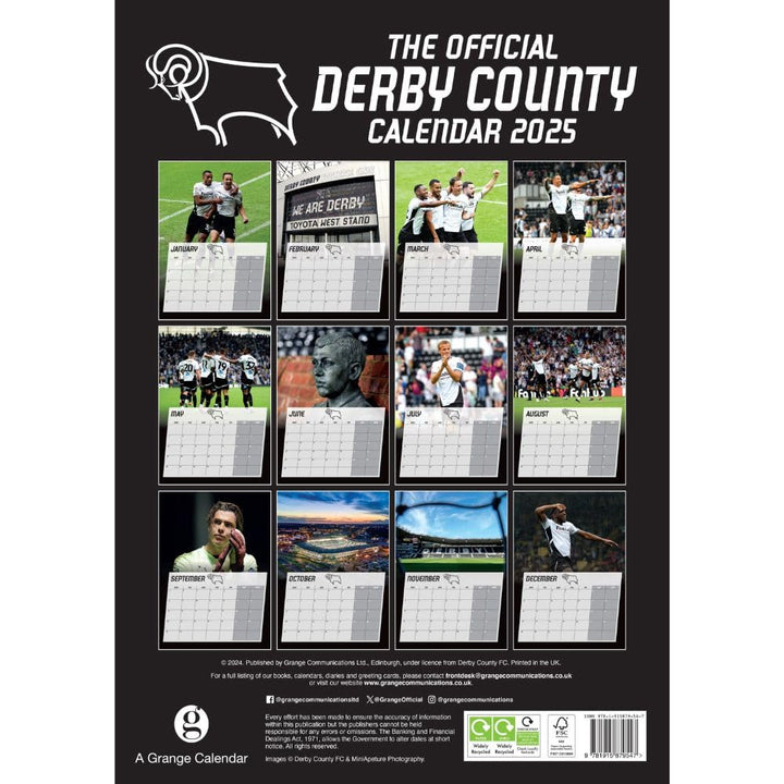 Derby County FC A3 2025 Calendar