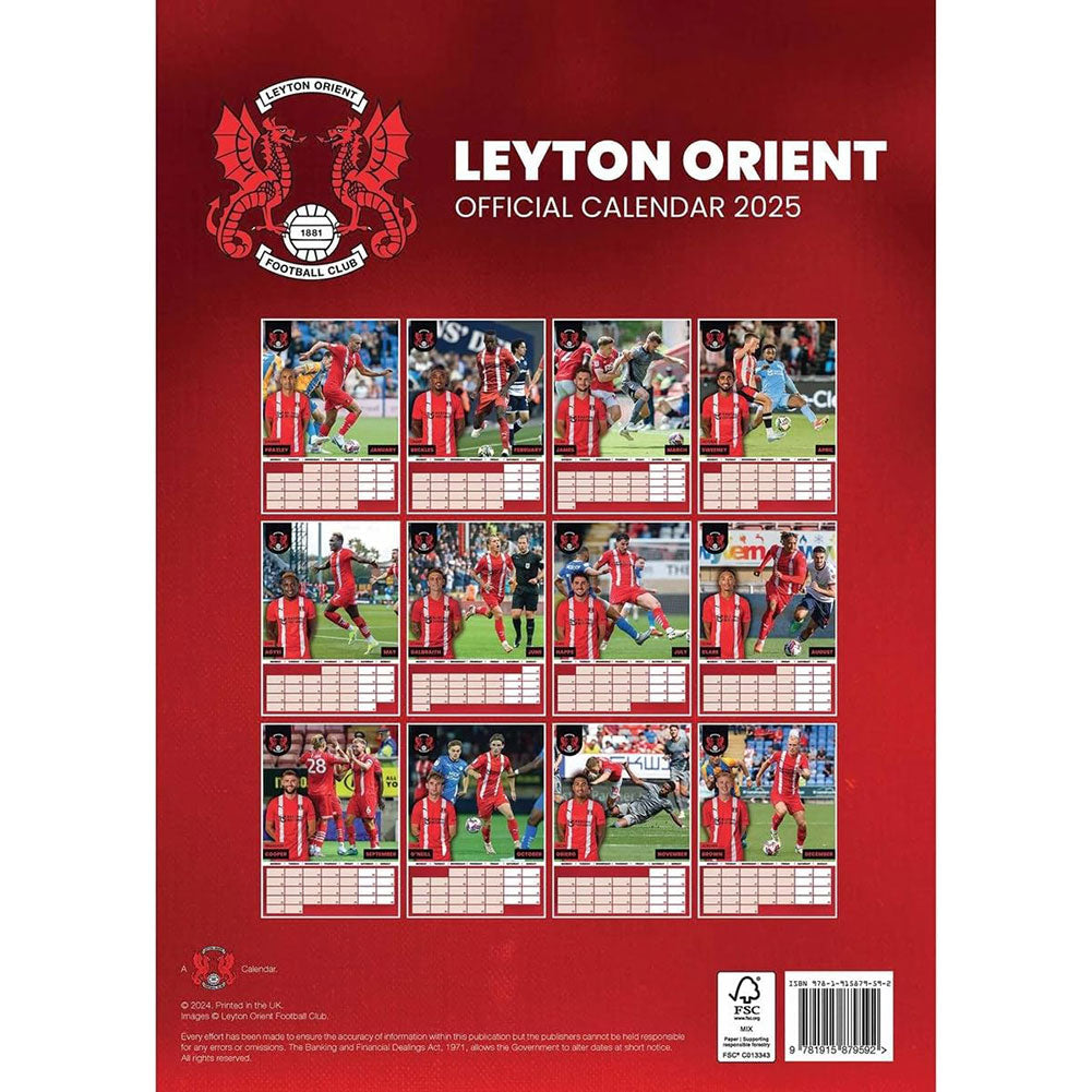 Leyton Orient FC A3 2025 Calendar