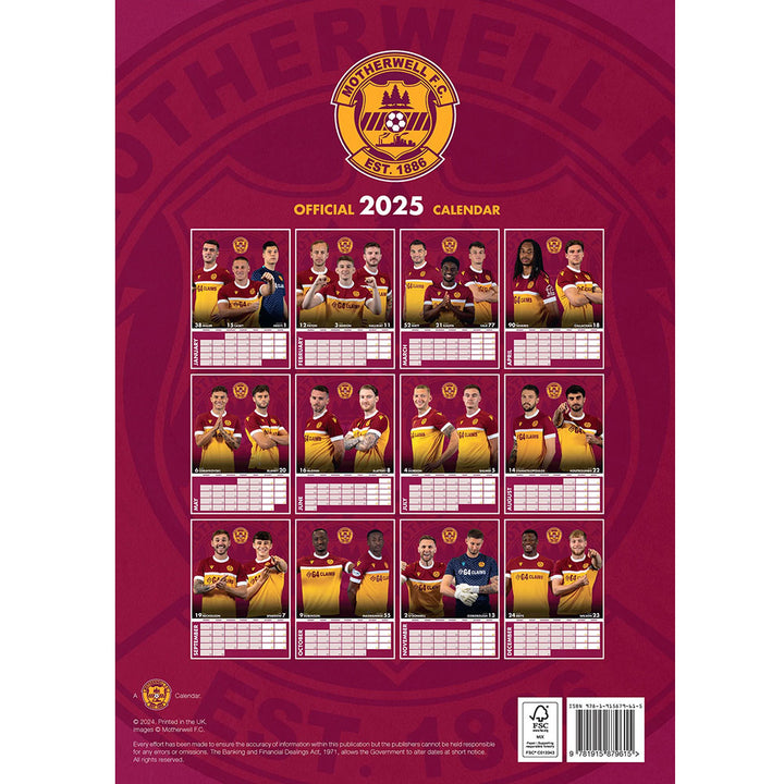 Motherwell FC A3 2025 Calendar