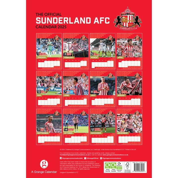 Sunderland AFC A3 2025 Calendar