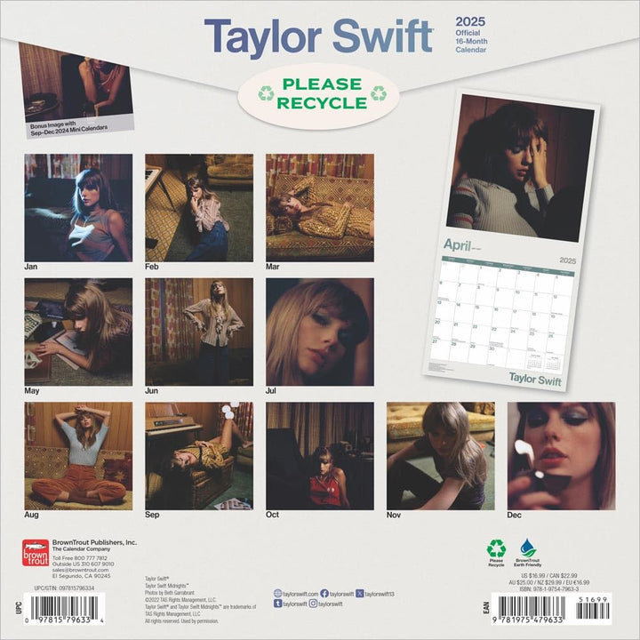 Taylor Swift Square 2025 Calendar