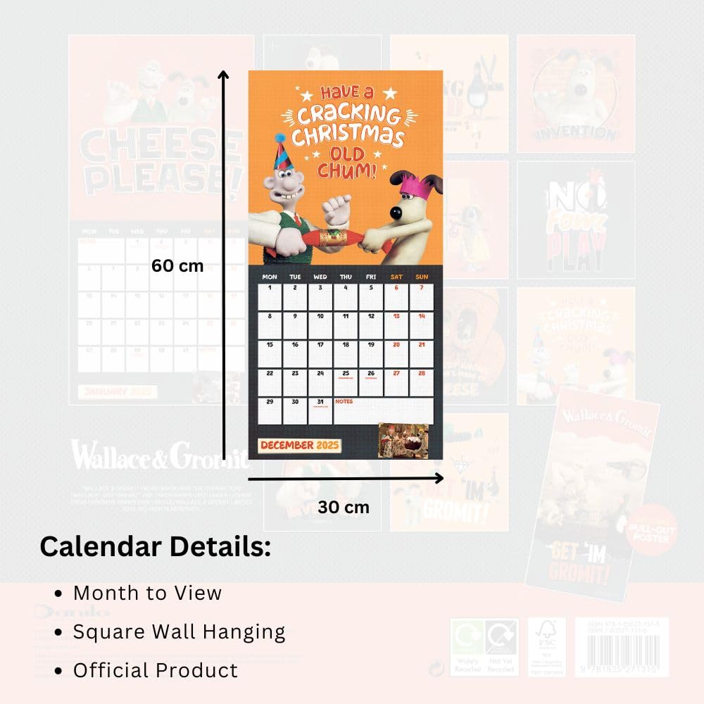 Wallace & Gromit Square 2025 Calendar