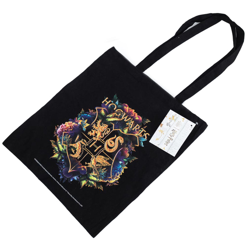 Harry Potter Hogwarts Crest Canvas Tote Bag, close-up detail