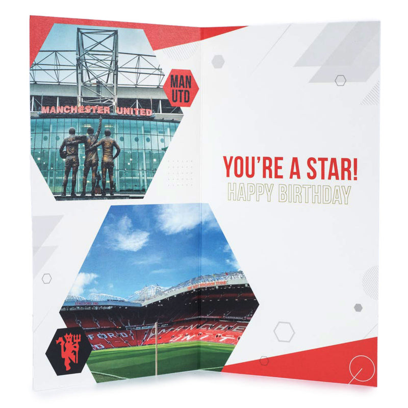 Manchester United FC Super Son Birthday Card, side angle