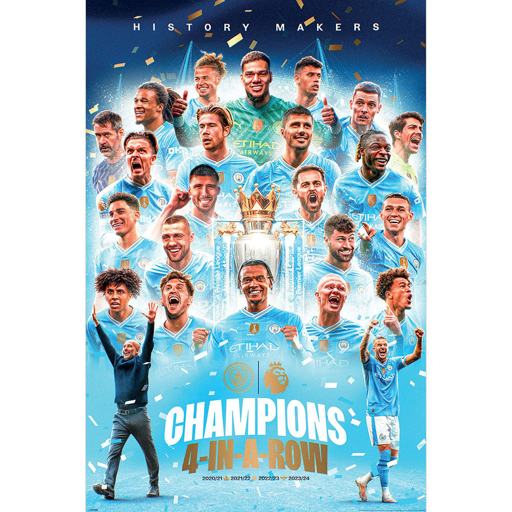 Manchester City FC Premier league Champions Poster