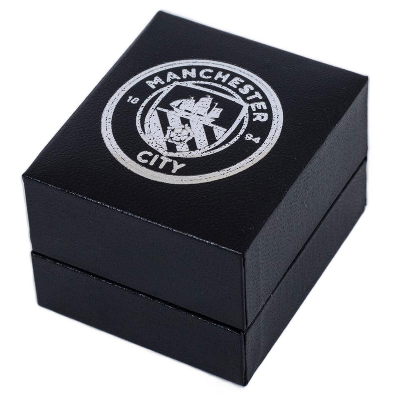 Manchester City FC Sterling Silver Stud Earring, close-up detail