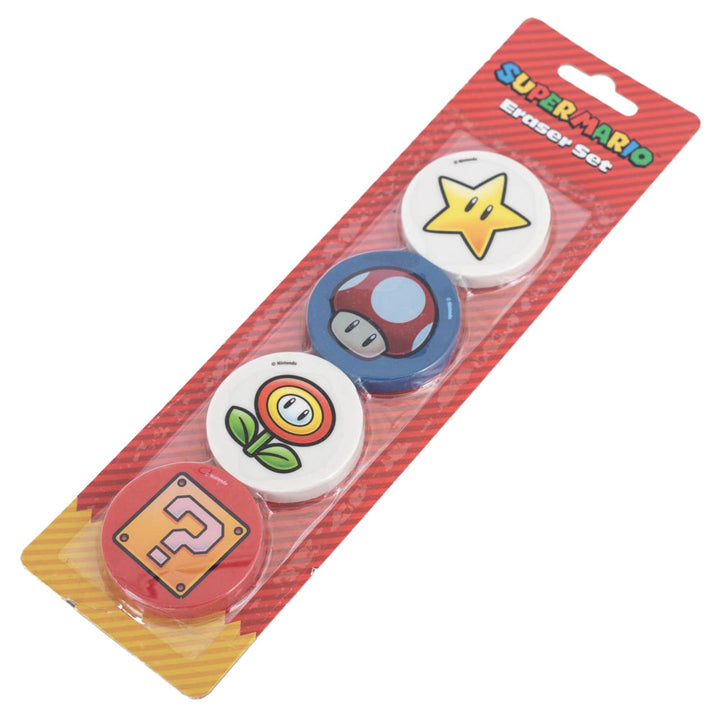 Super Mario 4pk Eraser Set