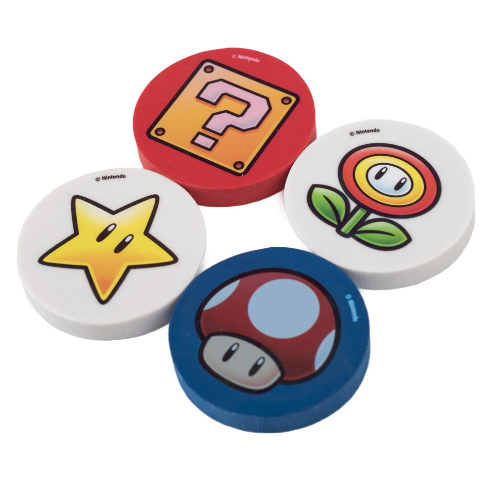 Super Mario 4pk Eraser Set