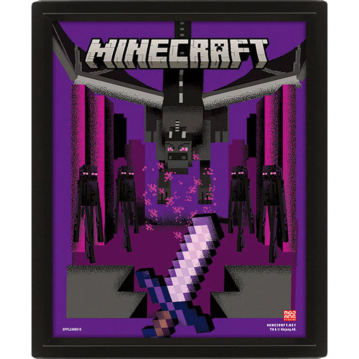 Minecraft Dragon Duel Framed 3D Picture