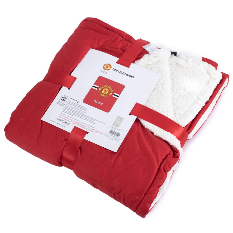 Manchester United FC Core Stripe Sherpa Fleece Blanket collectible from Infinity Collectables 2026