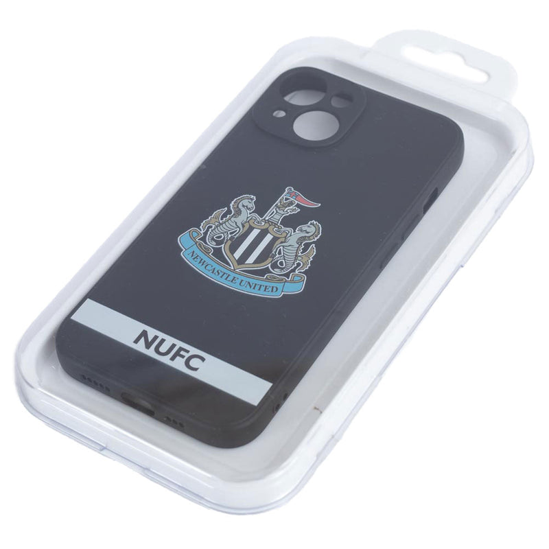 Newcastle United FC iPhone 15 Crest Silicone Case, close-up detail