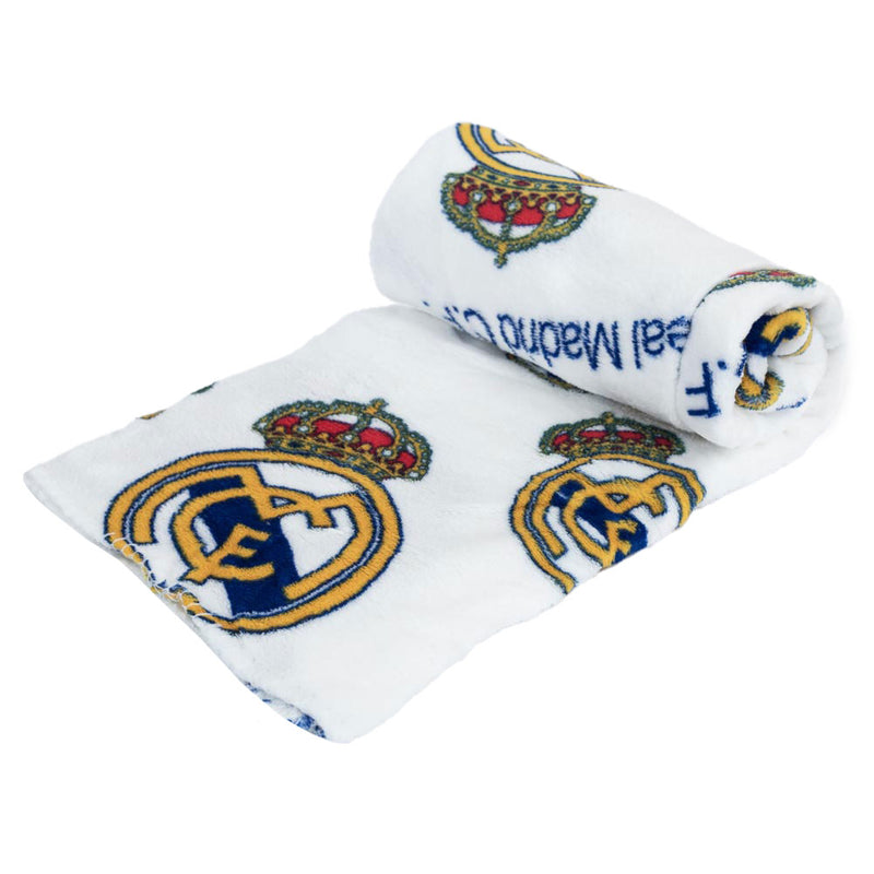 Real Madrid CF Multi Crest Fleece Blanket, side angle