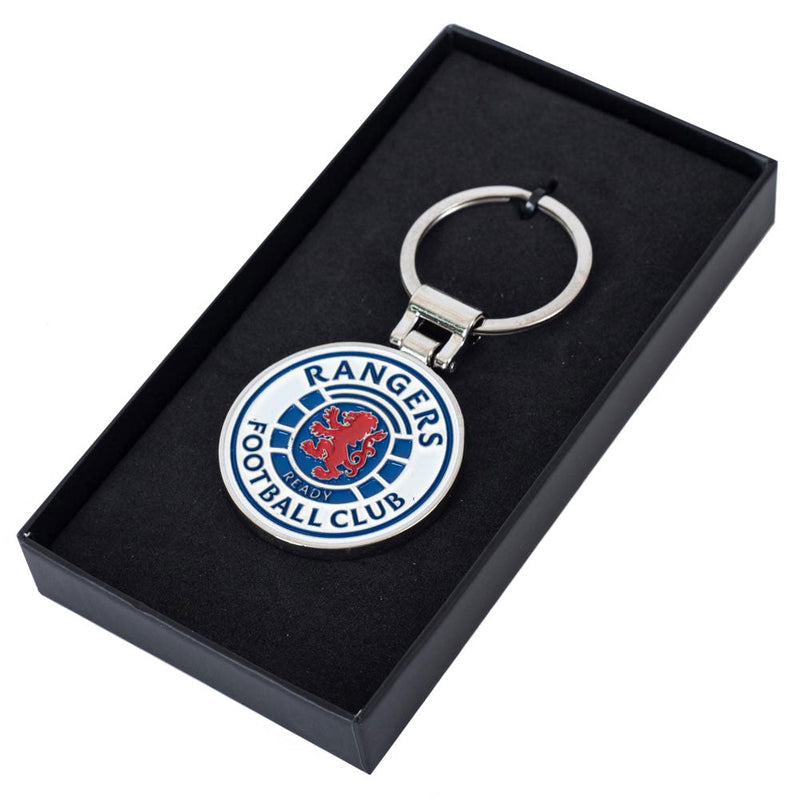 Rangers FC Boxed Crest Keyring, side angle