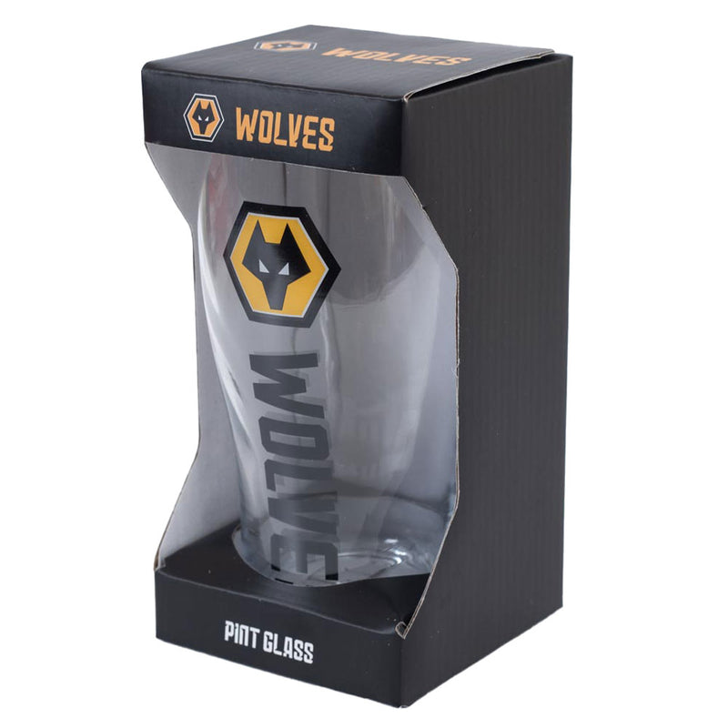 Wolverhampton Wanderers FC Tulip Pint Glass, side angle