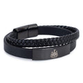 Newcastle United FC Black IP Leather Bracelet, side angle