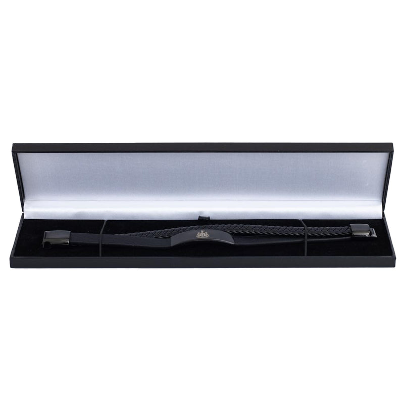 Newcastle United FC Black IP Leather Bracelet, alternate view