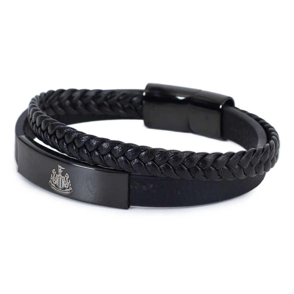 Newcastle United Black Leather Bracelet