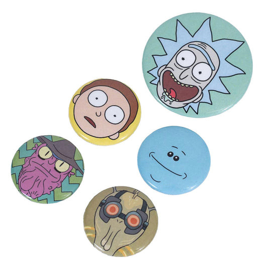 Rick And Morty Heads Button Badge Set, alternate view