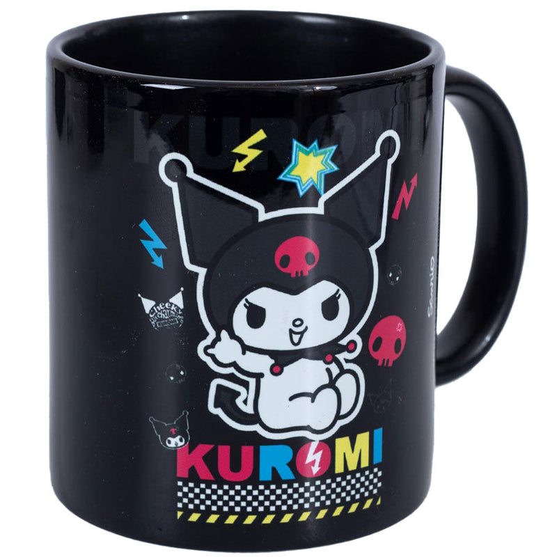 Kuromi Punk Vibes 315ml Black Ceramic Mug, close-up detail
