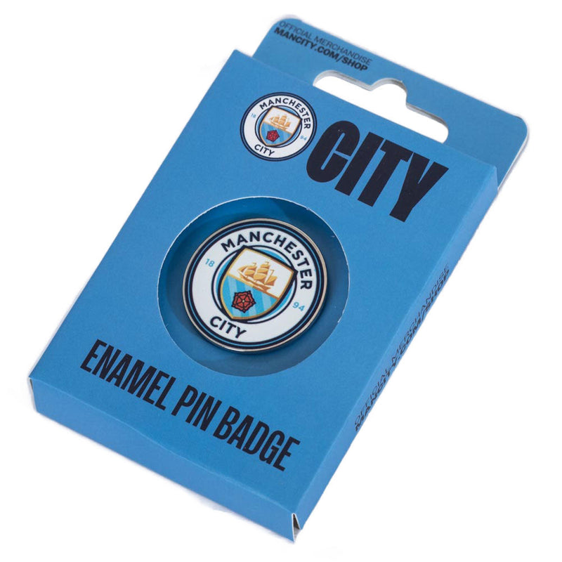 Manchester City FC Club Crest Pin Badge, close-up detail