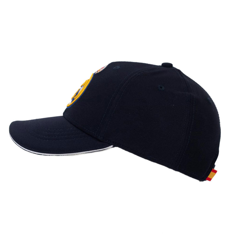 Real Madrid FC Navy Debossed Cap, close-up detail