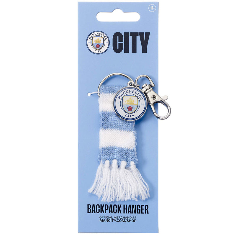Manchester City FC Blue Bar Scarf Bag Charm, side angle