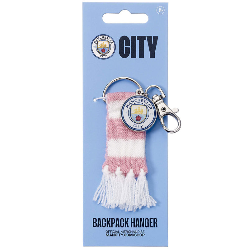 Manchester City FC Pink Bar Scarf Bag Charm, side angle