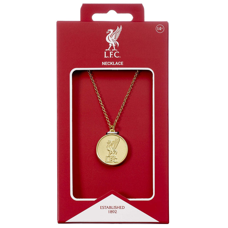 Liverpool FC Gold Finish Crest Necklace, close-up detail