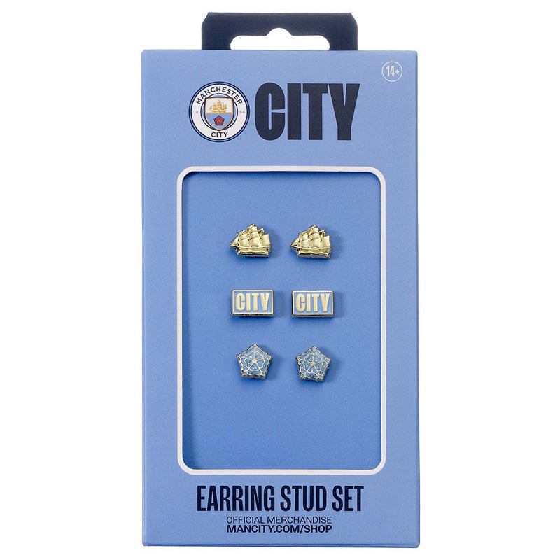 Manchester City FC Stud Earring Set, close-up detail