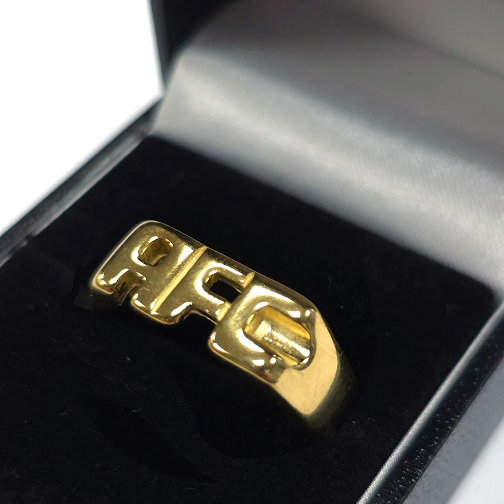 Arsenal FC 18ct Gold Plated on Silver AFC Ring Size - T