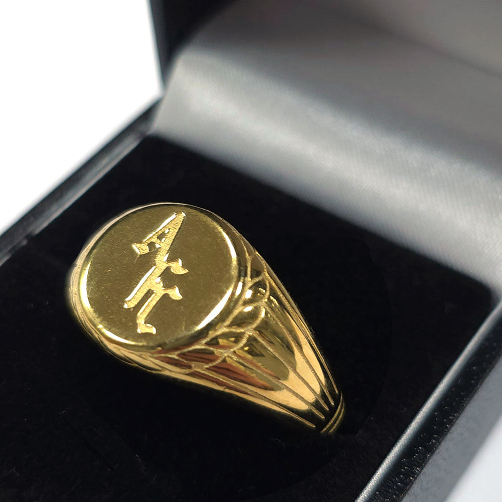 Arsenal FC 18ct Gold Plated on Silver Signet Ring Size - S