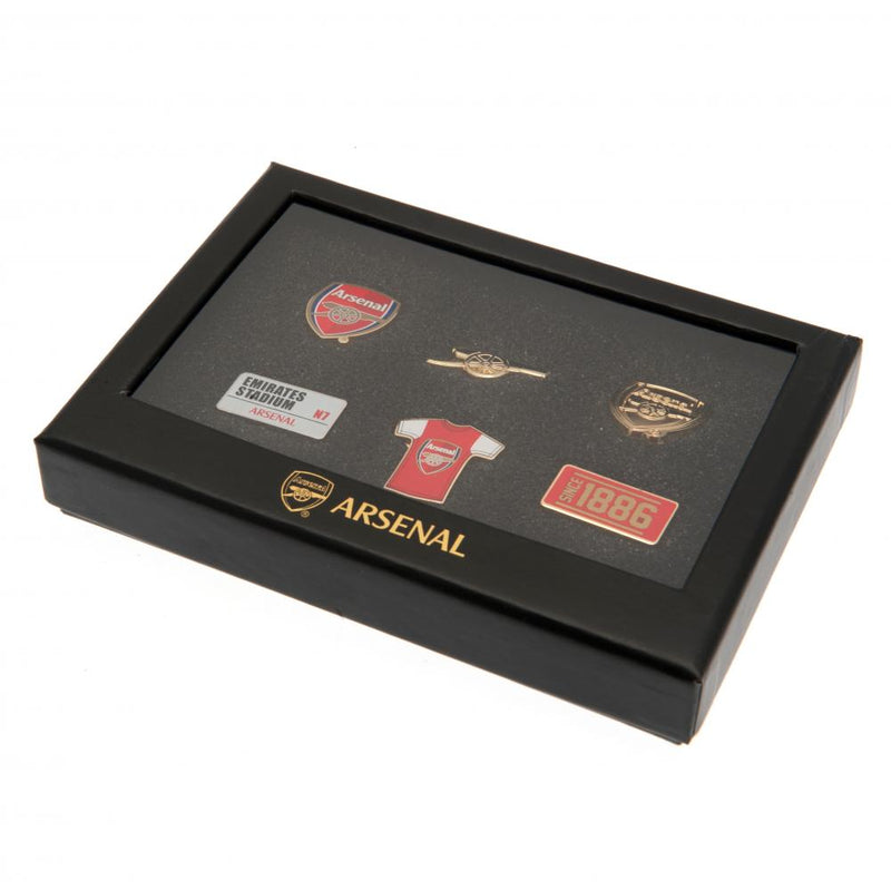 Arsenal FC 6pc Badge Set, side angle