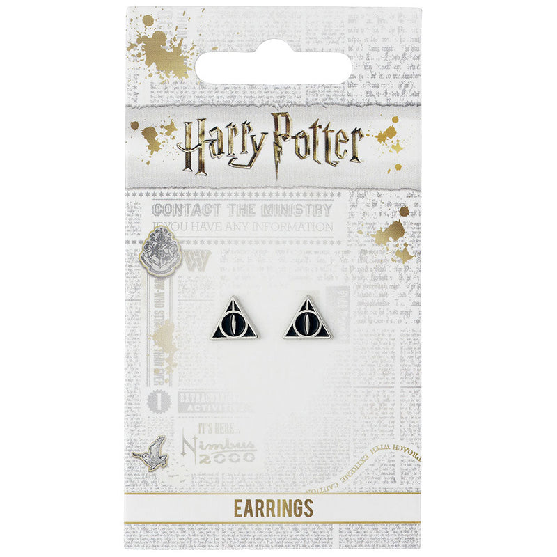 Harry Potter Silver Plated Deathly Hallows Stud Earrings, alternate view