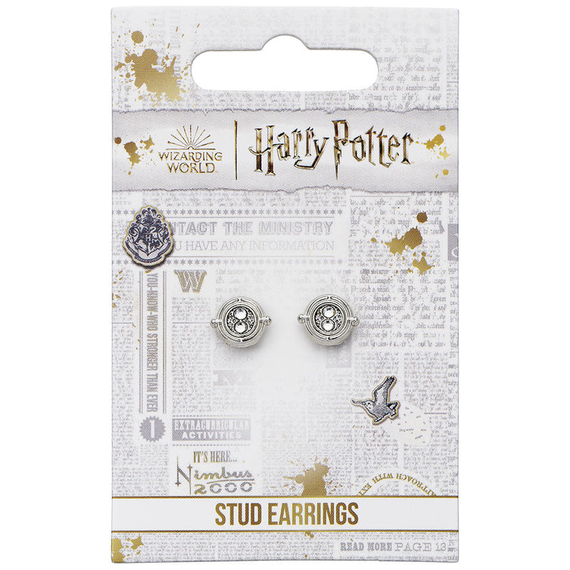Harry Potter Silver Plated Time Turner Stud Earrings, alternate view