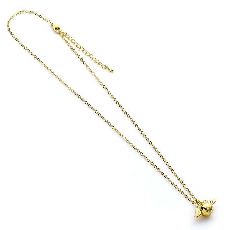 Harry Potter Gold Plated Cute Golden Snitch Necklace, side angle
