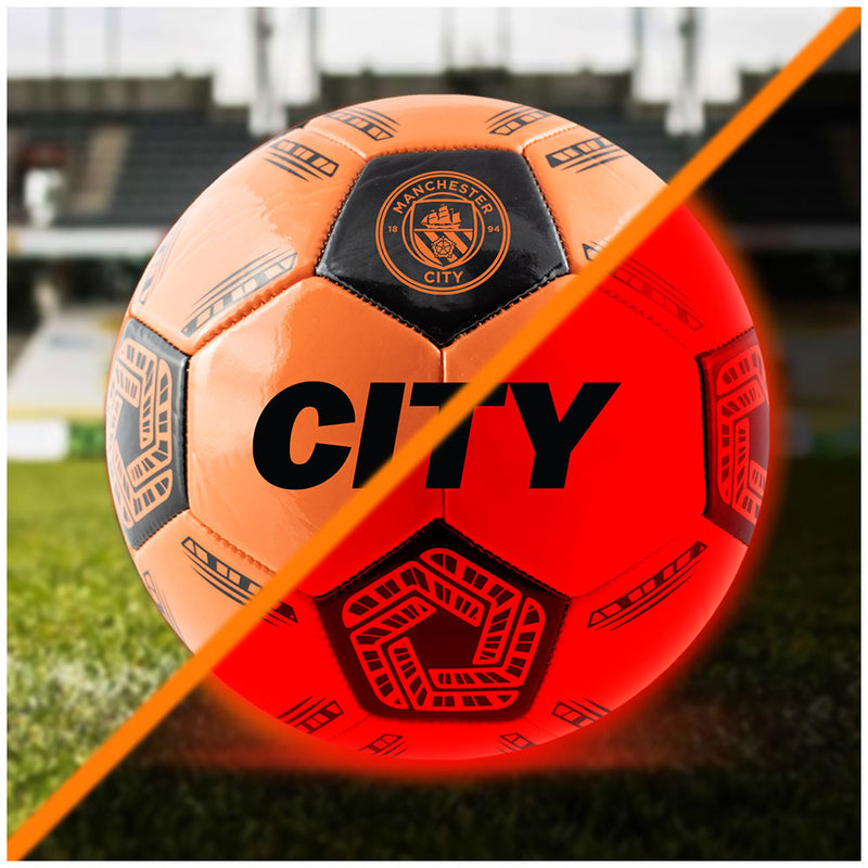 Manchester City FC LED Light Up Glow Football, close-up detail