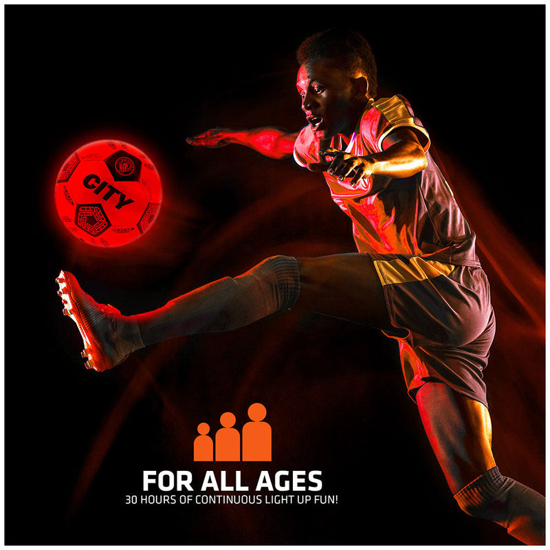Manchester City FC LED Light Up Glow Football, packaging shot
