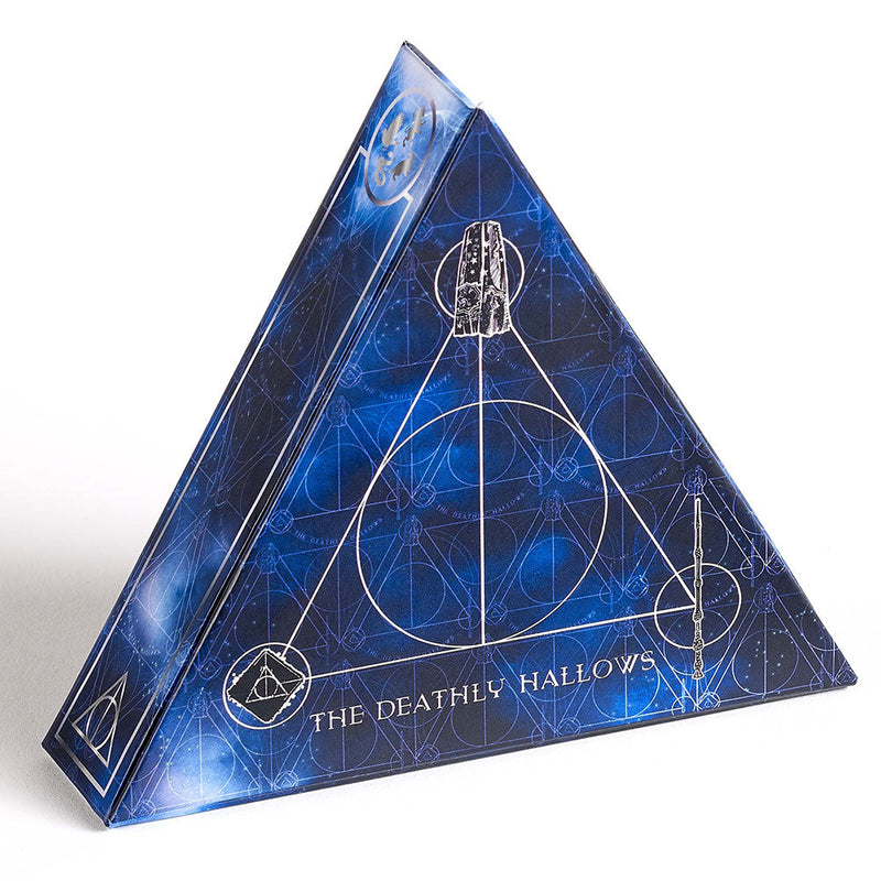Harry Potter Spinning Deathly Hallows Necklace Gift Box, side angle