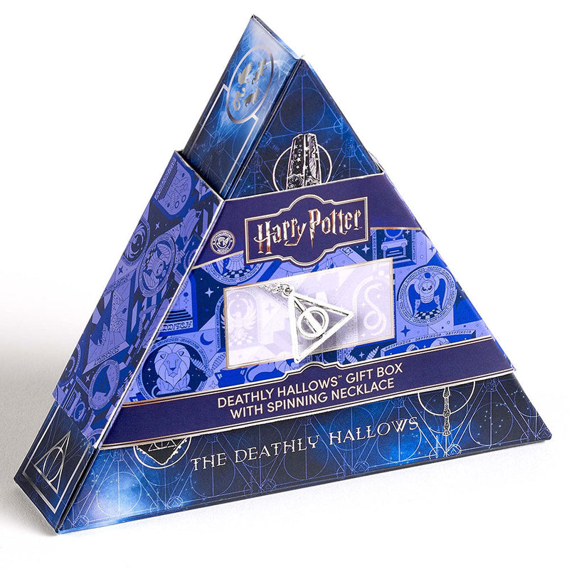 Harry Potter Spinning Deathly Hallows Necklace Gift Box, close-up detail