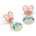 Pusheen Gold Plated Bow Drop Earrings, alternate view