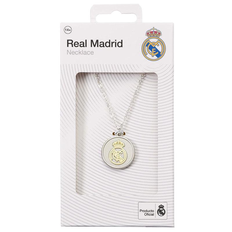 Real Madrid CF Silver Finish Necklace, side angle