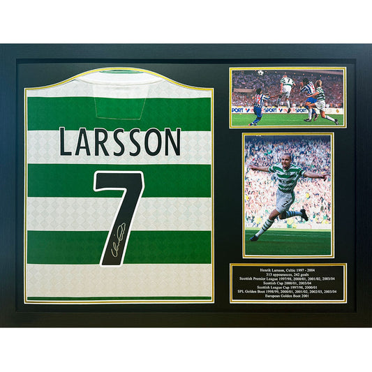 Celtic FC Larsson Centenary Retro Signed Framed Shirt