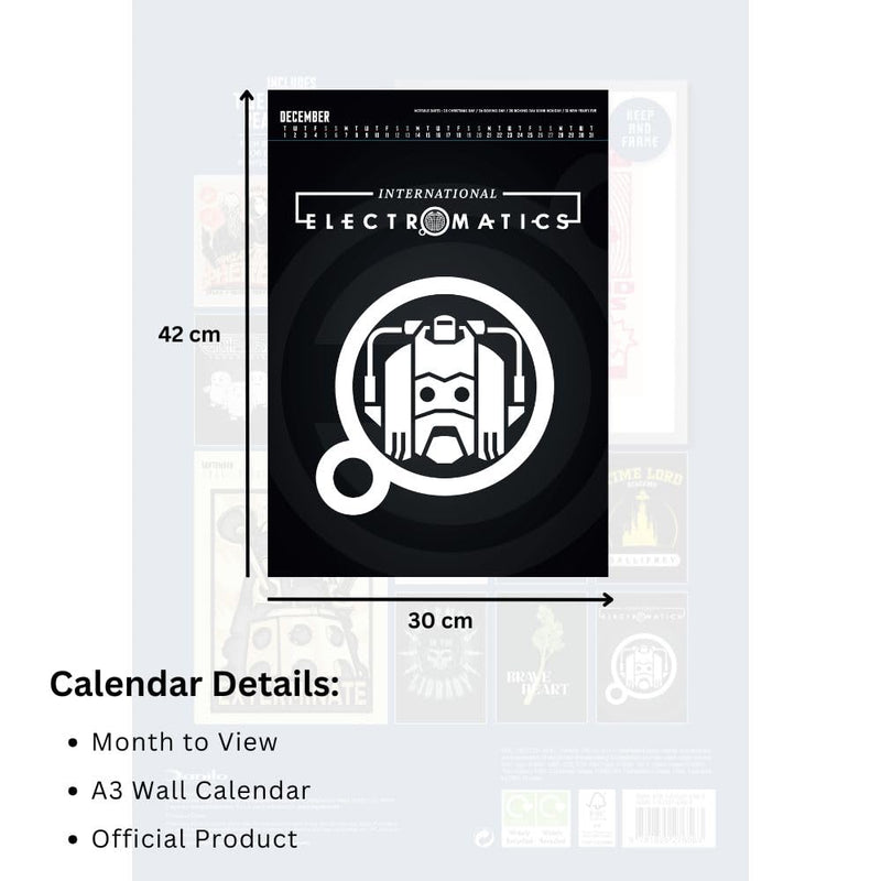 Doctor Who Classic Edition Deluxe Calendar 2026, rear view