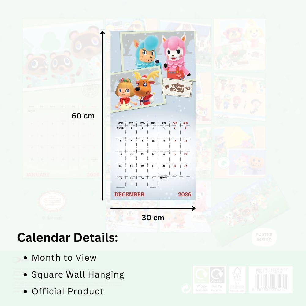 Animal Crossing Square 2026 Calendar