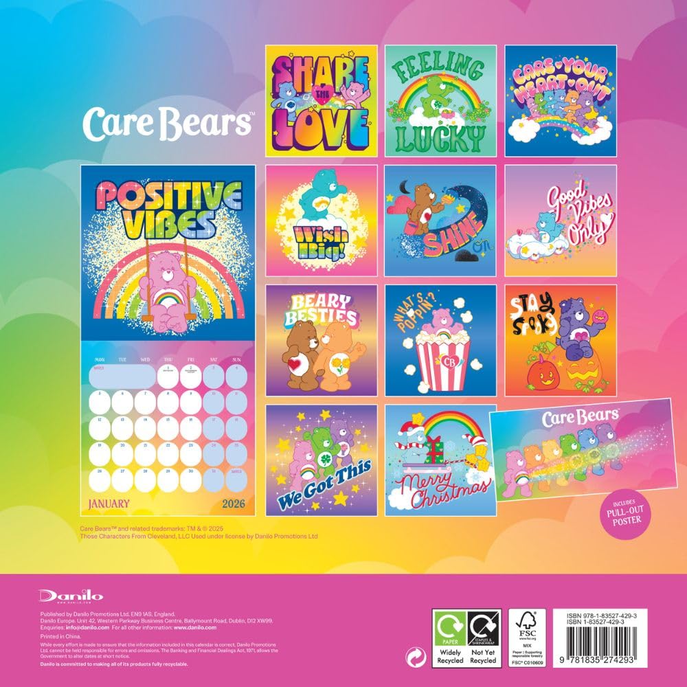Care Bears Square 2026 Calendar Infinity TM 07005 Care Bears Square Calendar 2026 3 
