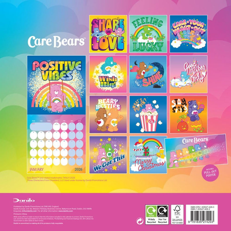 Care Bears Square 2026 Calendar, close-up detail