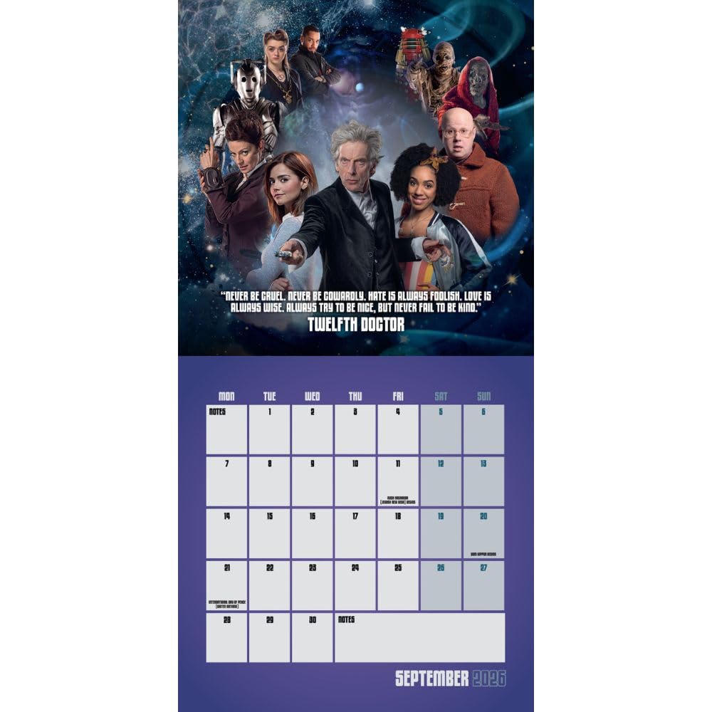 Doctor Who Classic Edition Square 2026 Calendar